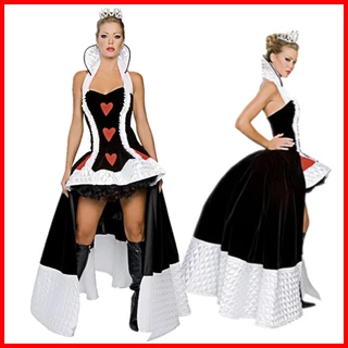 Alice No País Das Maravilhas Fantasia Mulher Adulta Rainha Dos Corações Cosplay Fantasias Com Vestido De Festa De Halloween Da Coroa
