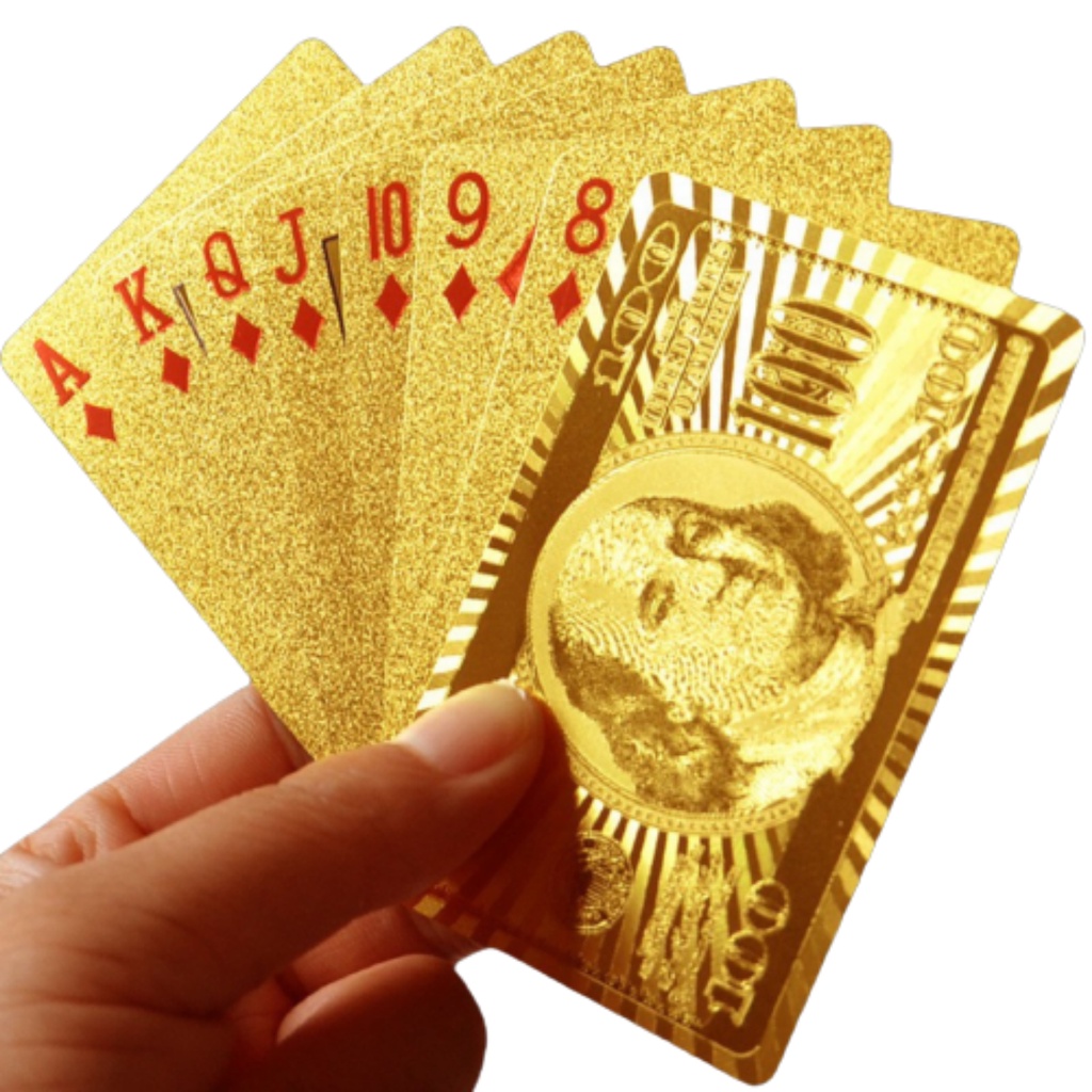 Jogo Carta Baralho Dourado DÓLAR 54 Cartas Para Poker Jogos Plástico