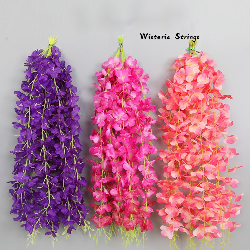 Simulação Flor Glicínias Corda Hortênsia Decoração De Casamento Rattan