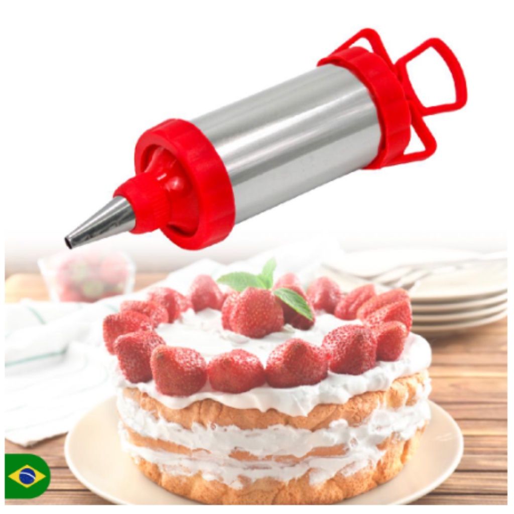 Kit Decorativo Confeiteiro Em Aço Inox bisnaga Decoradora 4 Bicos E ...