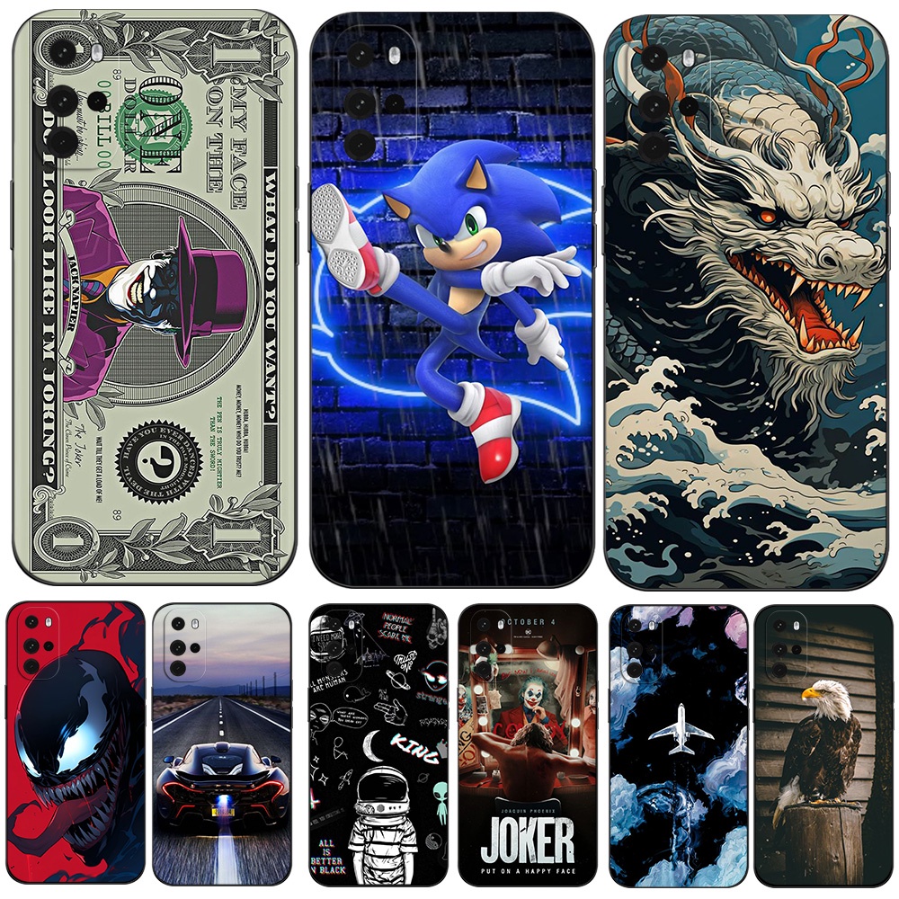 Para Moto Motorola G22 Capa Traseira Em Silicone Macio 4G MotoG22 Protetora Preto Tpu Dólar Engraçado cartoon