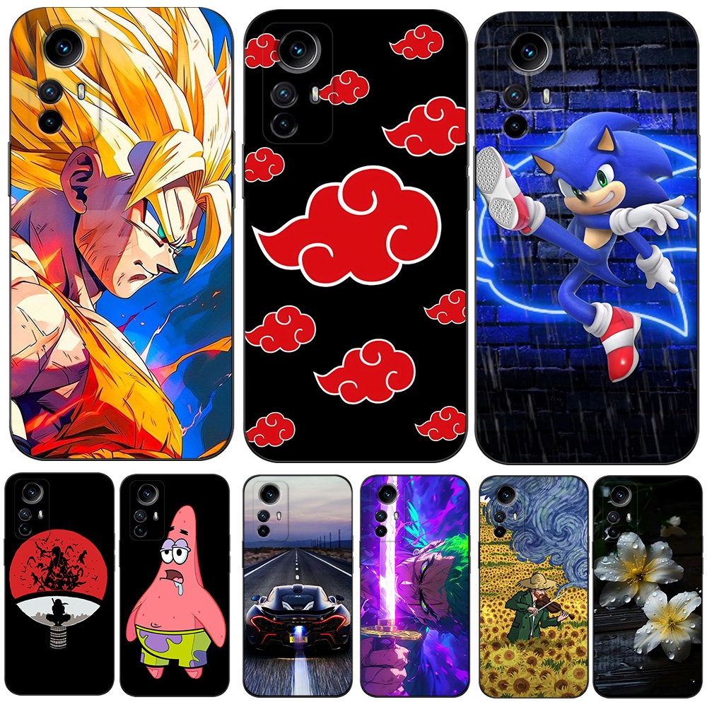 Para Xiaomi Redmi Nota 12S 4G Capa Global Case Phone Cover anime De Desenho Animado Preto tpu Engraçado