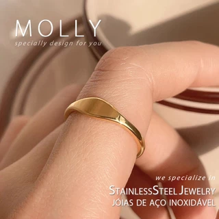 Anel Plano Minimalista De Aço Inoxidável Para Mulheres Não Tarnish 18K Folheado A Ouro De Alta Qualidade Jóias De Moda