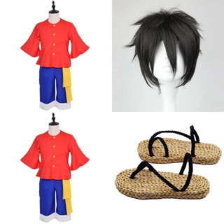 Compra online de Anime macaco d luffy cosplay traje para homens novo mundo roupas  luffy palha festa de halloween uniforme roupas topo + calças + cós