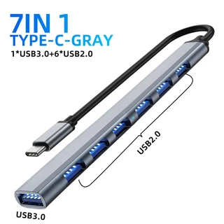 7 Em 1 USB C HUB 3.0 Tipo Multi Splitter Alta Velocidade 5Gbps Para Computador PC Multiportas A Porta