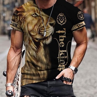 Camiseta Manga Curta Estilo Lion King 3D top Summer New Style O-Neck