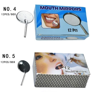 12Pcs/Caixa Espelho Dental Mouth Mirror 4/5 Superfície Frontal Anti-Embaciamento Espelhos Orais De Aço Inoxidável Ferramentas Dentárias De Exame Dentário