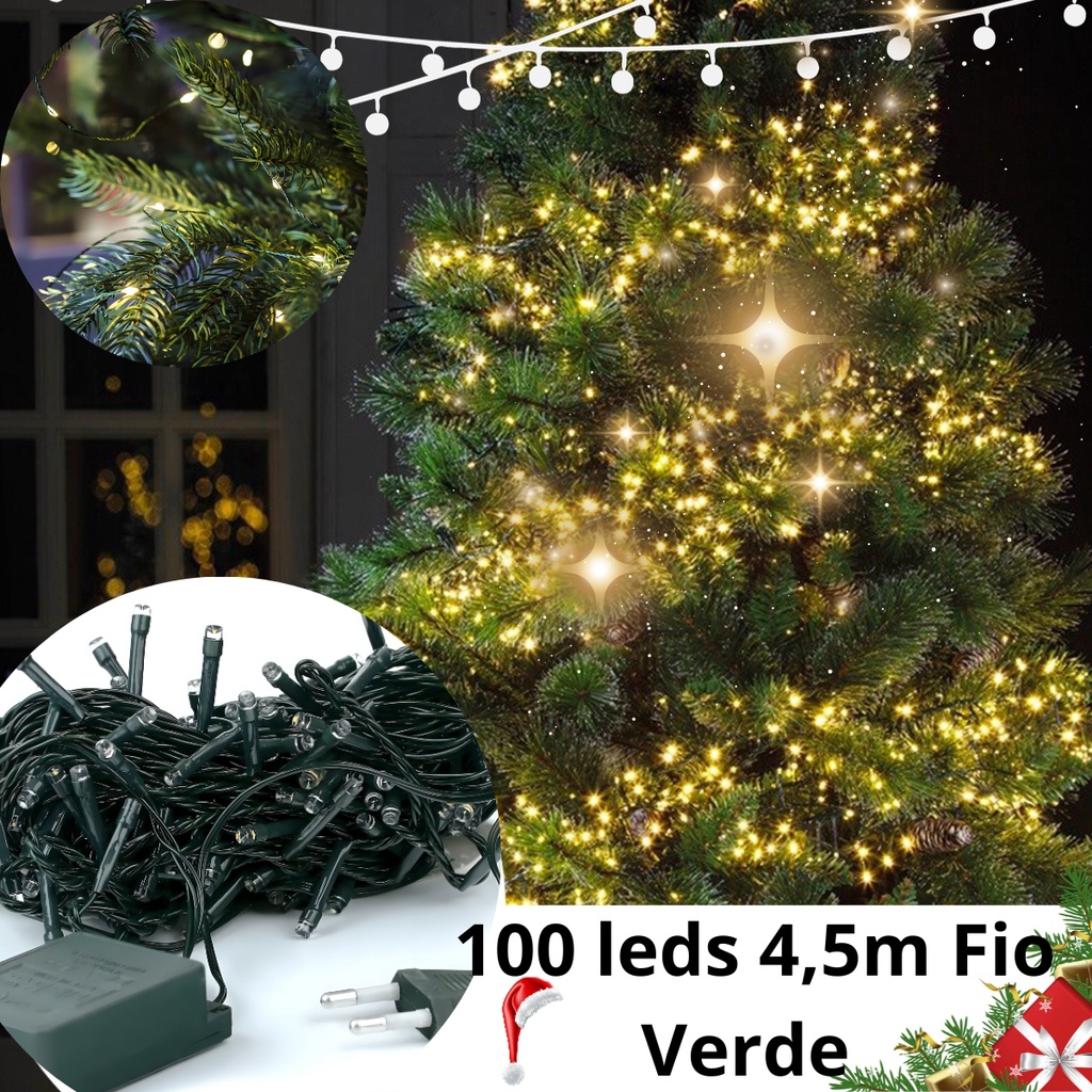 Pisca Pisca Decoração de Natal Para Árvores de Natal Enfeites Natalina Verde Para Casa 4,5 M