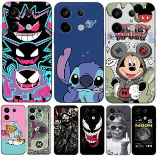 Estojo Para POCO X6 PRO Silicone Phone Back Cover Preto tpu Ponto De Capa De Desenho anime cartoon