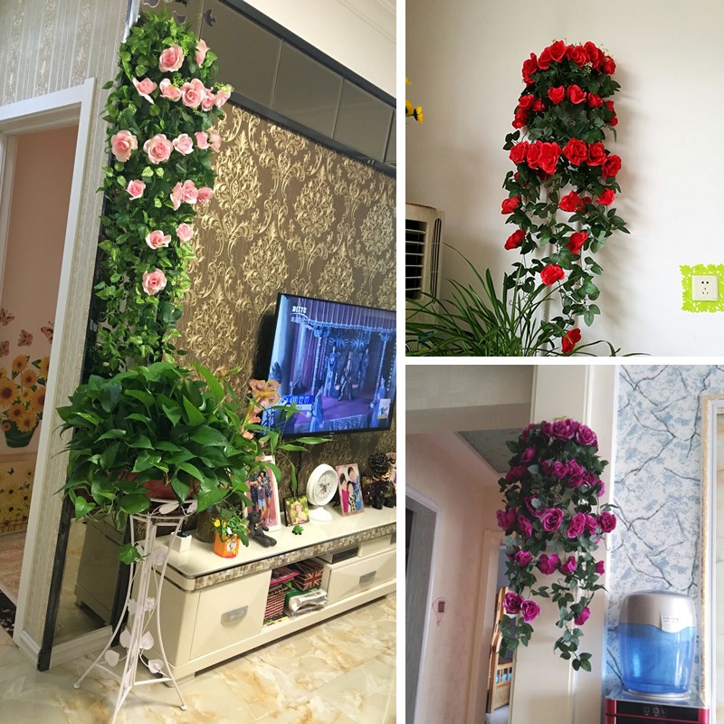 Dualswish 19 Flores E 250 Folhas Flor De Rosa Artificial Parede ...