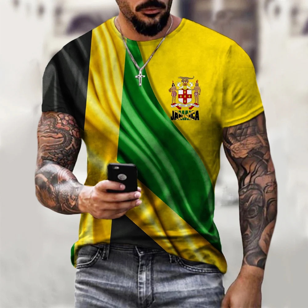 Bandeira Jamaica 3D Camiseta Homens Mulheres Casual Moda Emblema