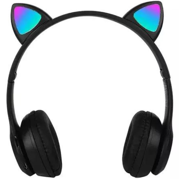 HeadPhone BT Orelha Gato LED LEF1022 PRETO - Ion Cabos