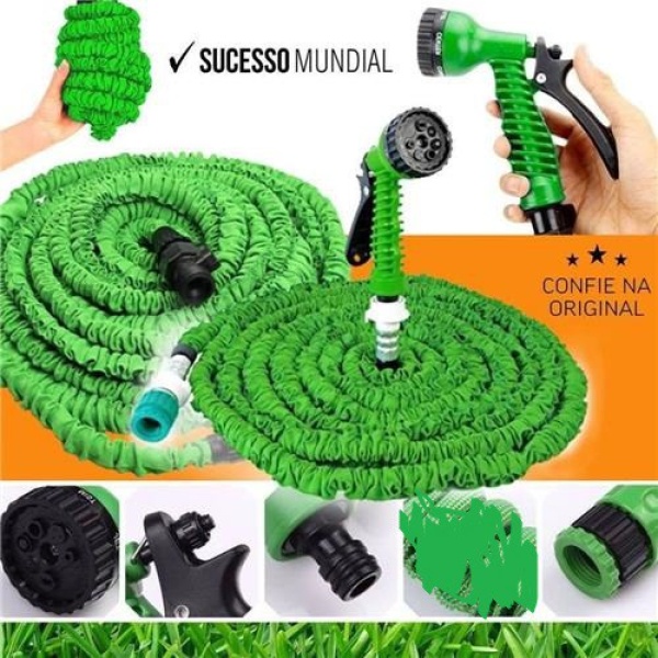 Mangueira Jardim Mágica Flexível Expansível pode chegar ate 30m Verde