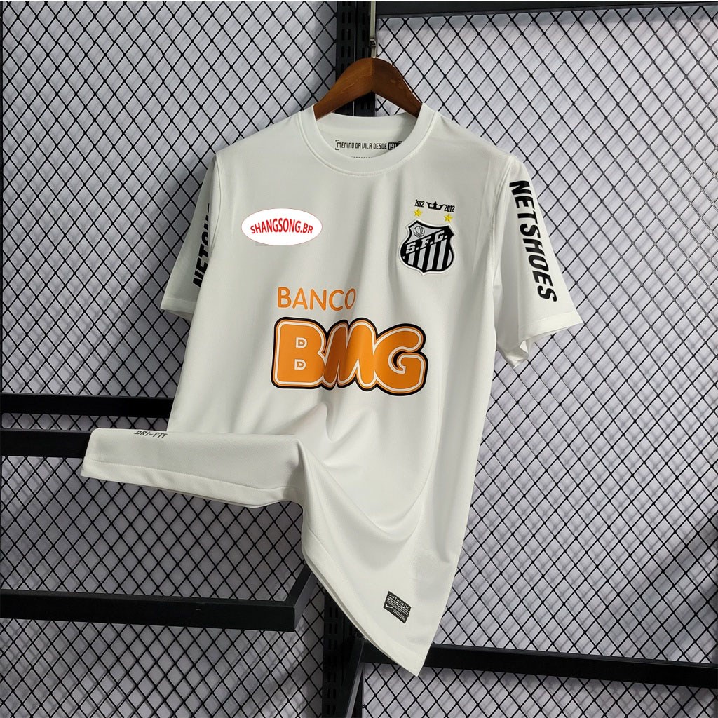 11-12 Camisa de Futebol Retro Santos FC I White NEYMAR JR Camiseta 2011 2012.