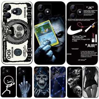 Estojo Para realme C53 C51 Telefone Traseiro Capa Protetora De Silicone Macio Preto Tpu Moda Preta