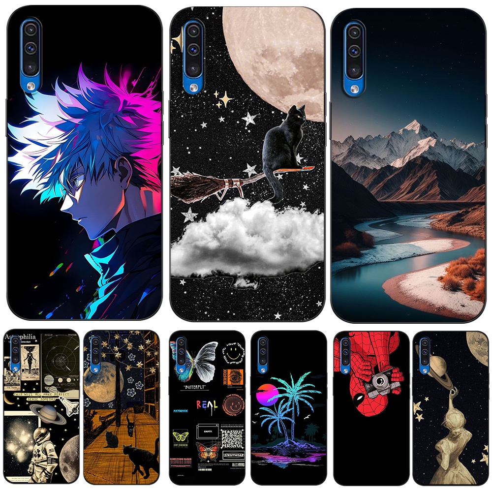 Estojo Para Samsung Galaxy A50 A50S A30S De Silicone Telefone Capa Traseira Padrão De design anime Escuro tpu Preto Macio