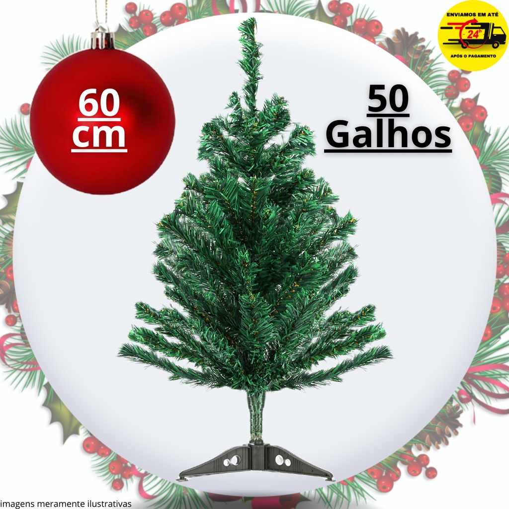 Árvore Natal Decorada 60m Com 55 Enfeites Pinheiro 50 Galhos