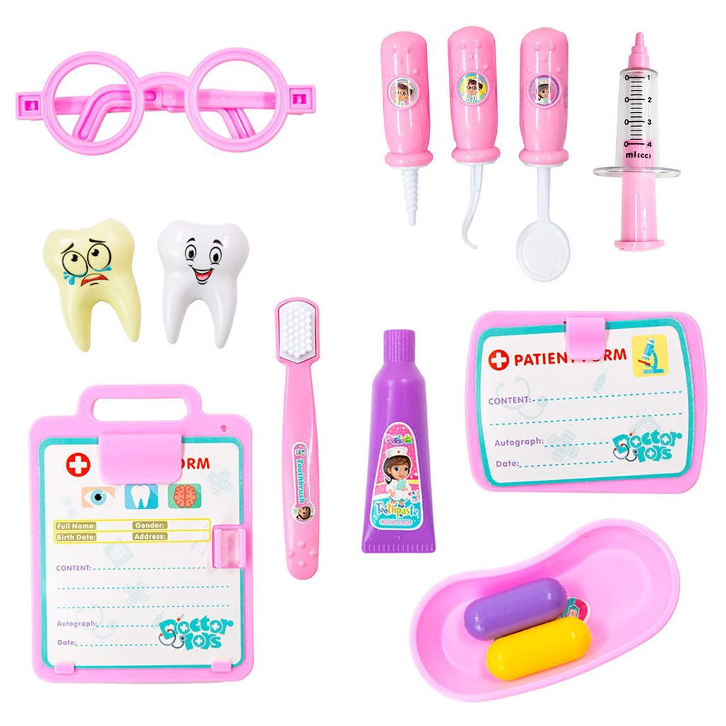 Brinquedo Infantil Kit Dentista Educativo Conjunto 14 Pcs | Shopee Brasil