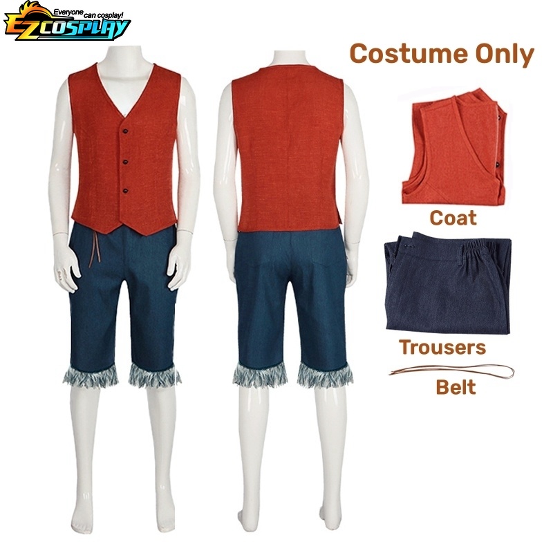 Unisex One Piece Luffy Cosplay Traje, Roupa Diária, Performance de Palco,  Festa de Halloween, Anime, Verão, Nova Chegada