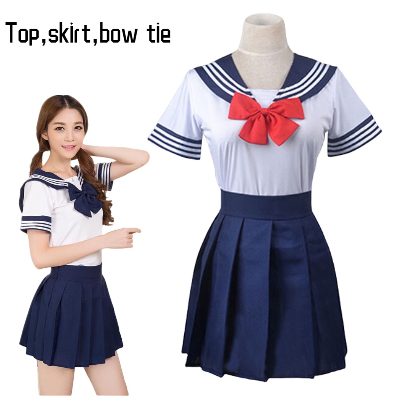 Conjunto Uniforme Escola Estudantil Meninas JK Saia Marinheiro Adulto Fantasia De Halloween Cosplay