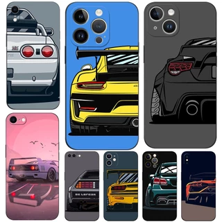 Estojo Para iphone 14 Mais 14 Pro Max Phone Back Cover Soft Silicon black tpu De Corrida De Carro Asa Traseira