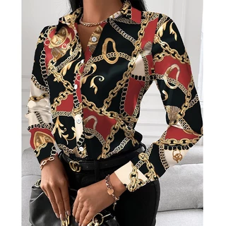 Fashion Retro Ladies Shirt Top Elegante Lapela Cardigan Manga Longa Ladies Shirt 2024 Spring Autumn Commuter Camisa de um peito feminino