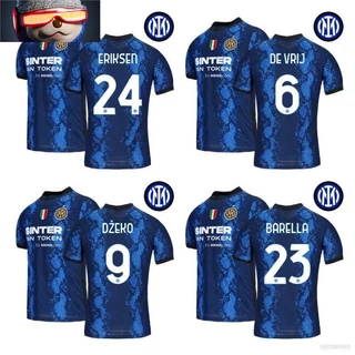 Ás 21-22 Inter Milão F.C . Camisa De Manga Curta Da Equipe Nacional De Futebol De Vrij Dzeko Barella Eriksen Casa Mais Tamanho