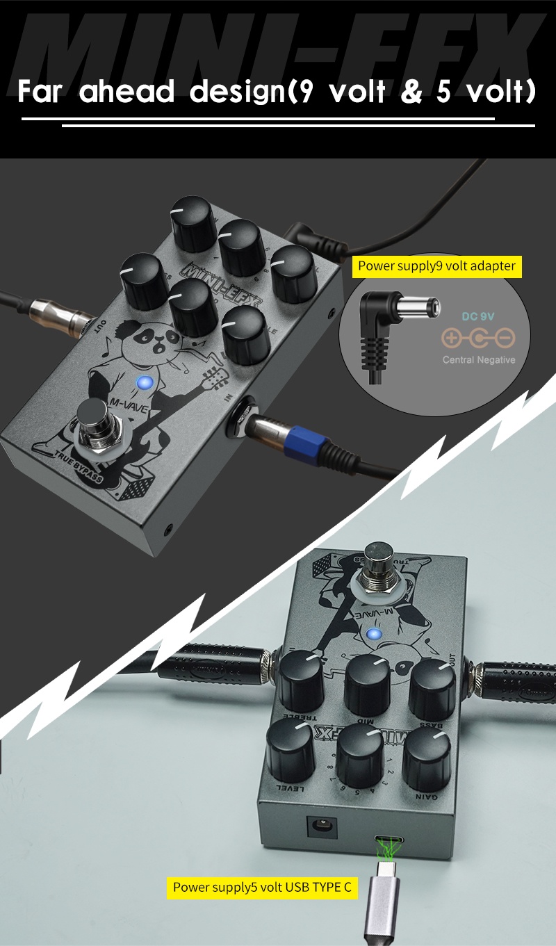 M-vave MINI-EFX Multic-Efeitos Pedal 4 Overdrive 4 De