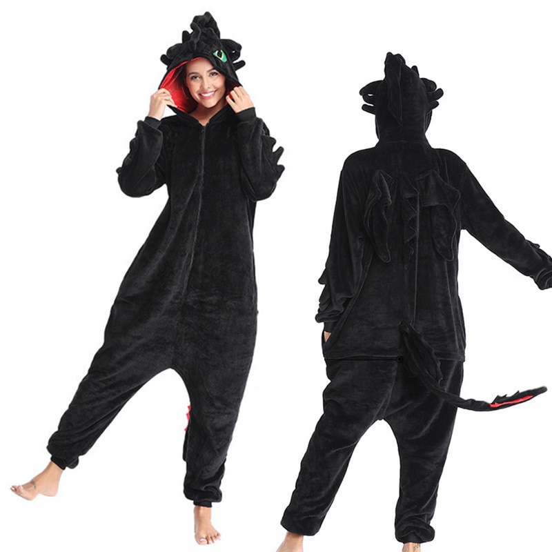 Como Treinar Seu Dragão Desdentado Anime Cosplay Traje De Natal Unisexo Mulheres Homens Flanela De Inverno Pijamas Jumpsuit Sleepwear Onesies