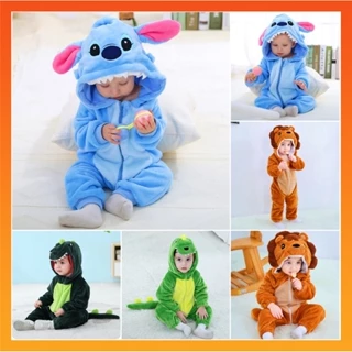 Baby Kigurumi Stitch Dinossauro Leão Cartoon Romper Infantil Jumpsuit Meninas Cosplay Fantasias Pyjama