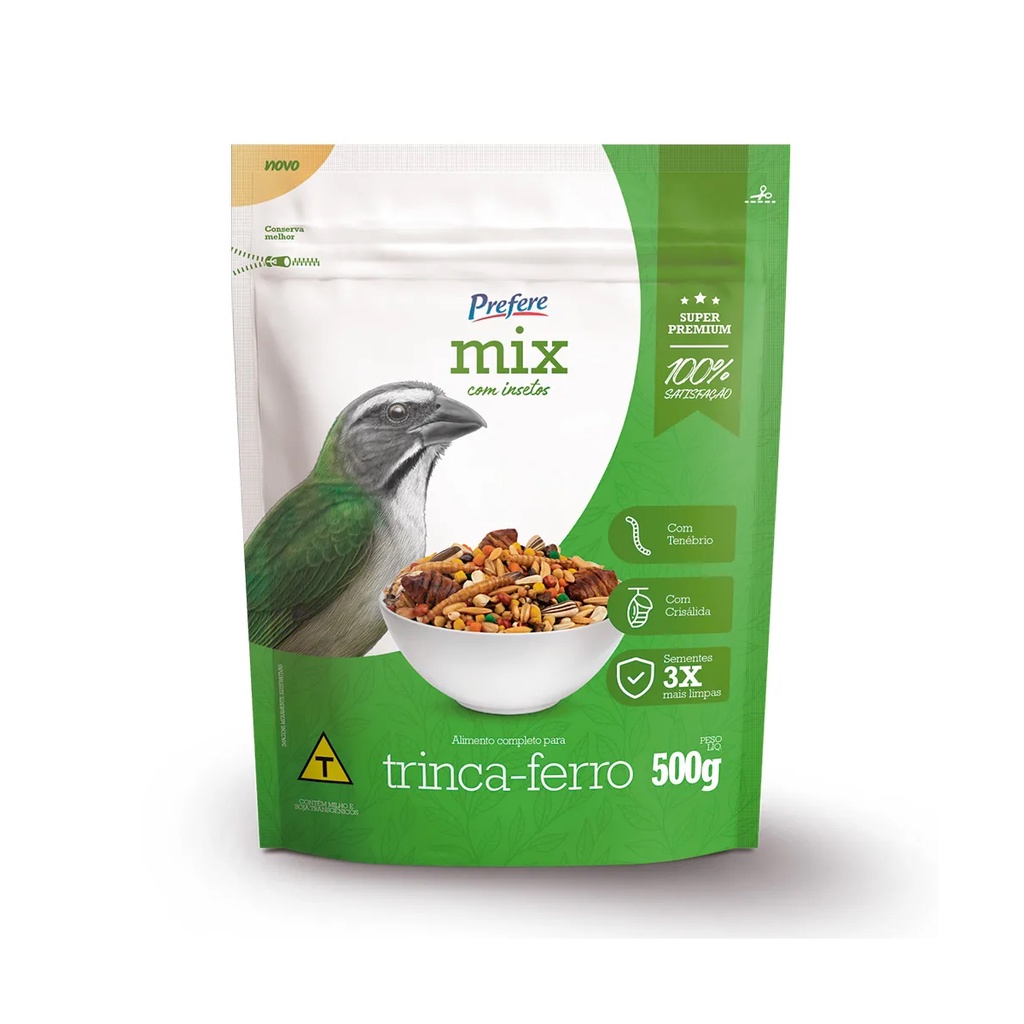 Prefere Mix Trinca-Ferro com Insetos / Tenébrio / Crisálida (500g)