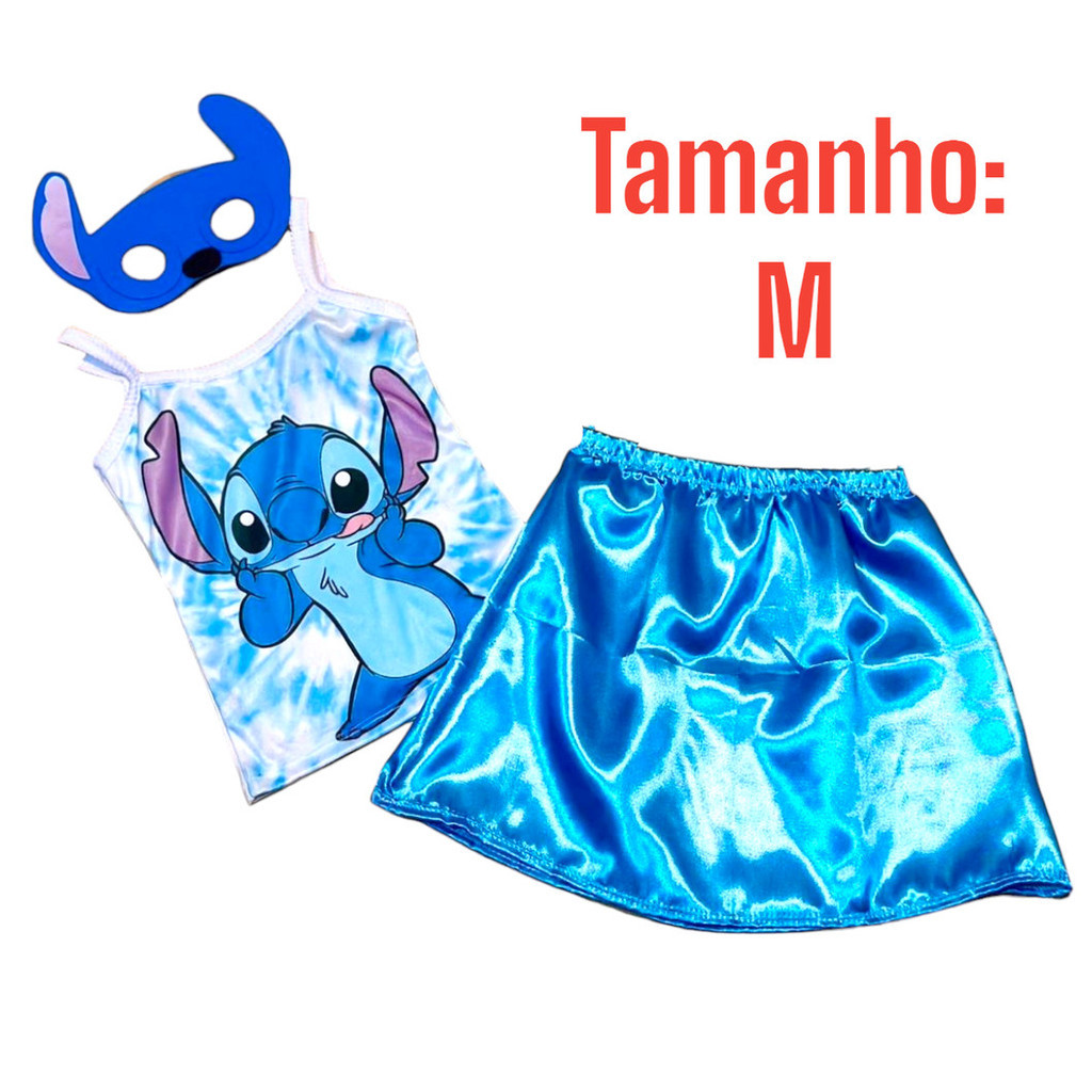 Fantasia Stitch Infantil Menina com Máscara – Roupa para Carnaval e ...