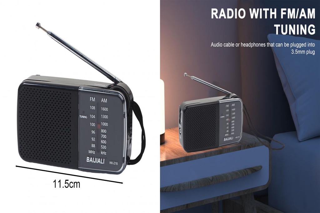 Portable Radio Small Size Am Fm with Hifi Stereo Sound Dual Band Mini ...