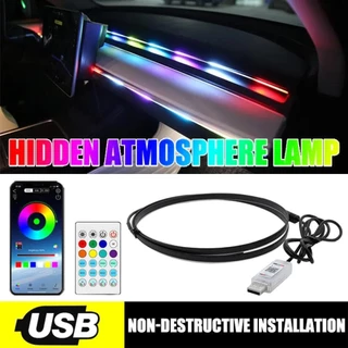 Luz Ambiente Para Carro interior Em Acrílico Tiras Acrílicas Full Colors RGB 5V 12V USB Oculta App Controle Remoto De Iluminação interio