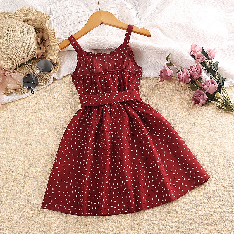 Vestido Para Meninas de 4-7 anos de idade Vestido Red Polka Dot