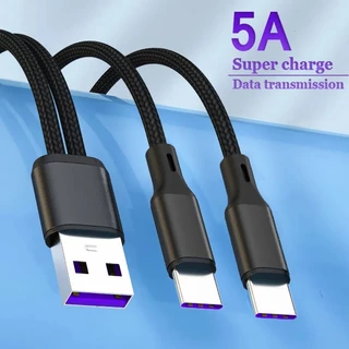 2 Em 1 Cabo Tipo C Carregador De Telefone Y Splitter 5A De Carregamento Rápido De Dispositivos