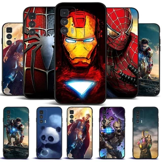Capa Protetora Para Telefone Motorola Edge 20 Pro 5G Traseira Em Silicone Macio Moto Edge20Pro Preta Tpu Superhero Capitão ironman Do Queos