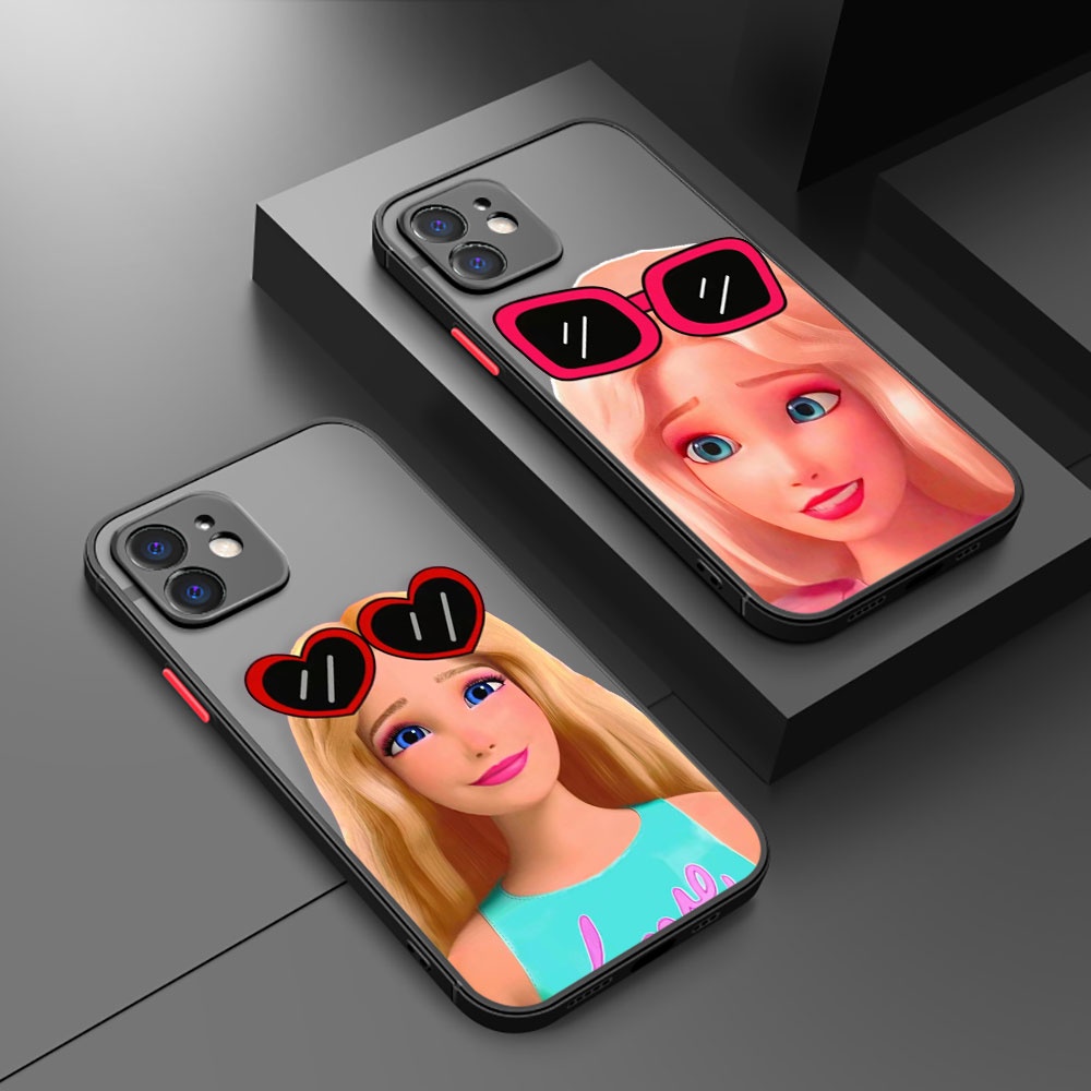 Luxo Fofo B-Barbie D-Doll Matte Capa Para iPhone Apple 15 15Plus 15Pro 15ProMax 14 13 12 11 Pro Max Plus XR XS X 6 6s SE 2020 2022 7 8 Mini