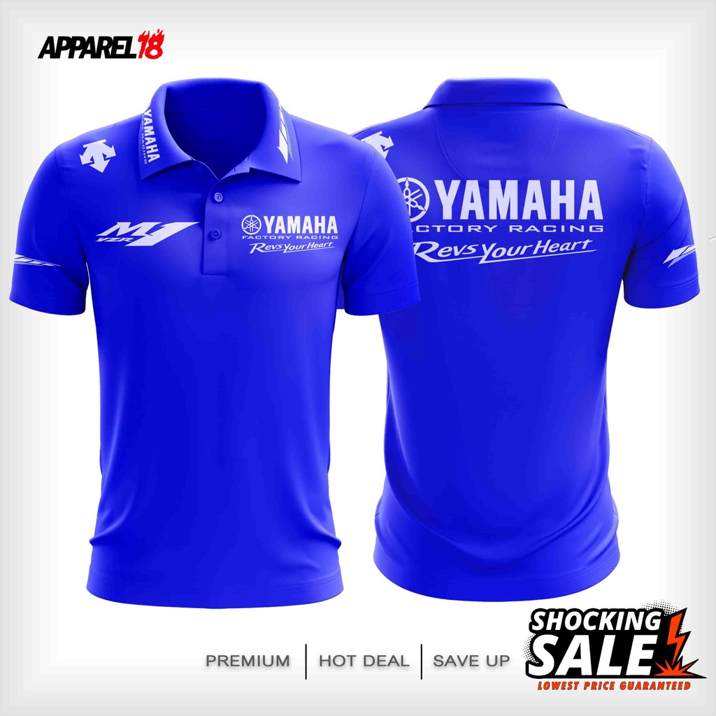 [Teete LOGO] Camiseta Polo Colarinho Yamaha Factory Racing MotoGP > Blue (Tamanho XS-3XL)
