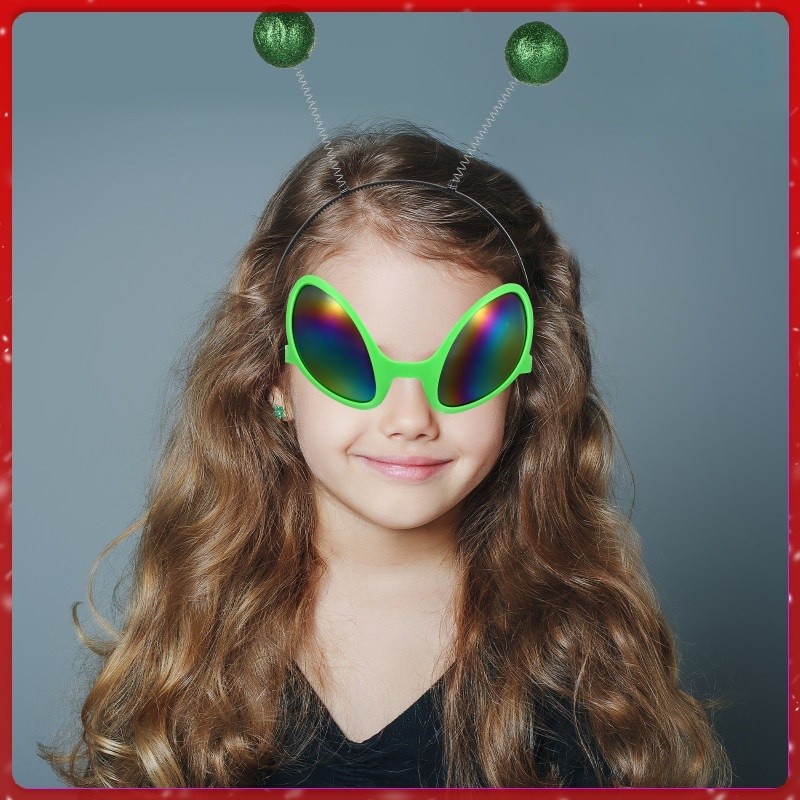 Funny Alien Glasses Martian Space Kids Adult Green Fly Man Cosplay ...