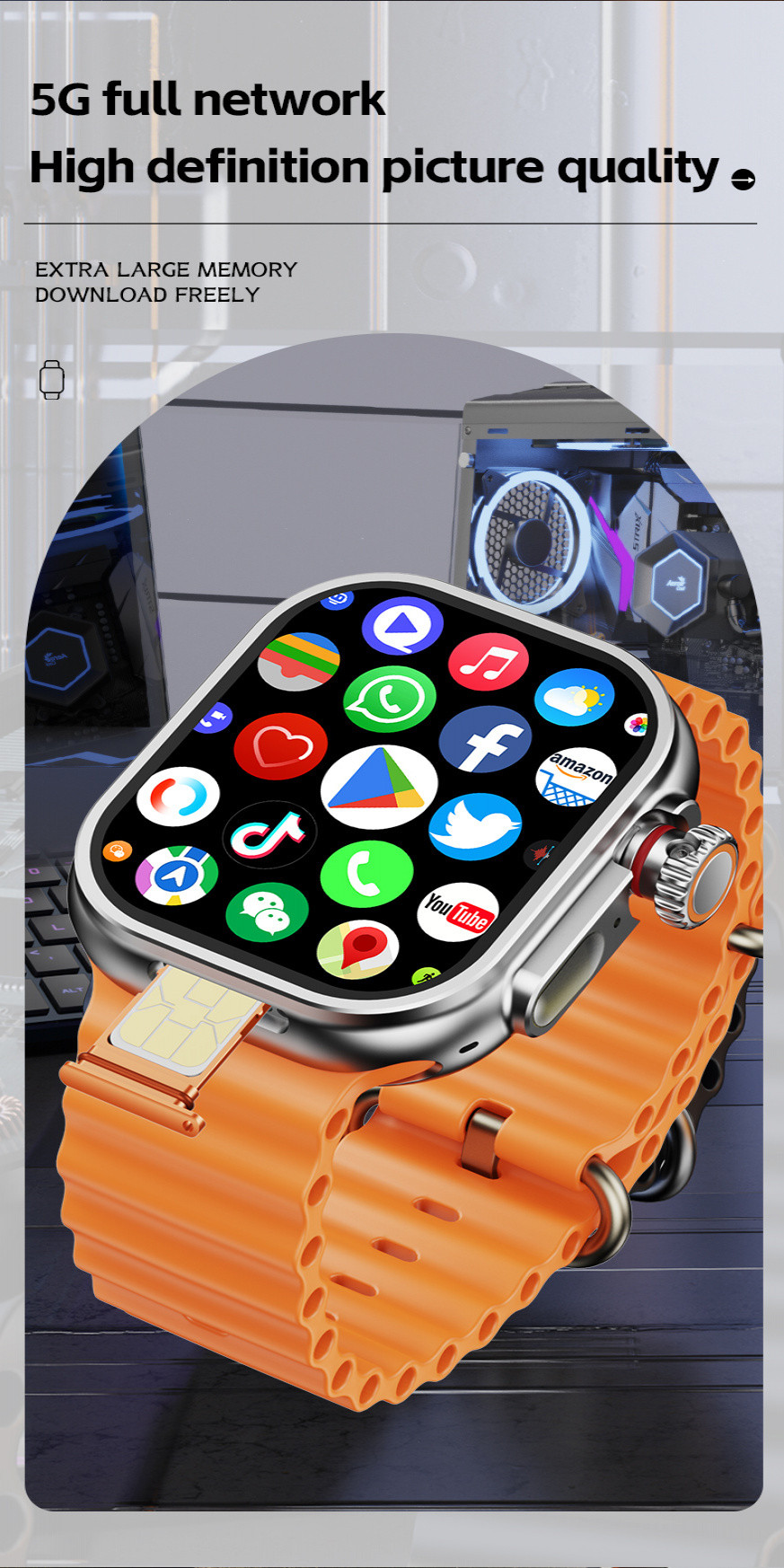 Smartwatch Rel gio Inteligente Android 5G 4G Com Slot Para Cart o SIM E 