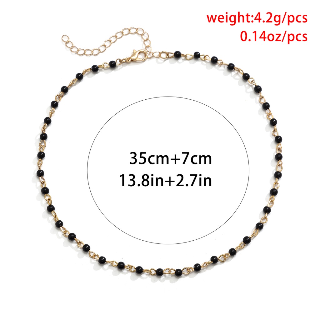 Colar Simples De Contas Pretas/Brancas Com Gargantilha Curta Para ...