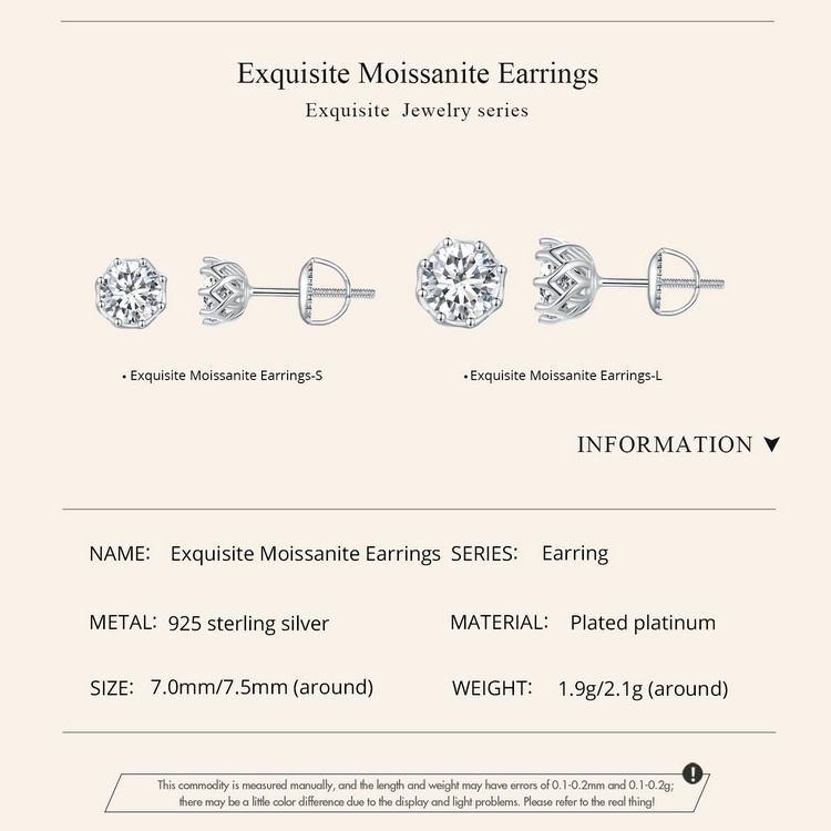 Bamoer 925 Sterling Silver (1 Par) Brincos Moissanite Stud Bamoer 925 Sterling Silver (1 Par) Brincos Moissanite Stud