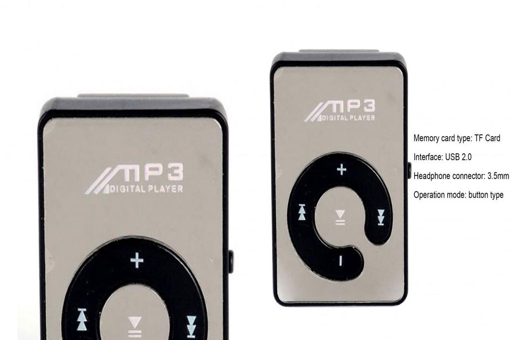 Yb MP3 Player Clip Design Espelho De Memória Cartão TF De Plástico MP3 ...