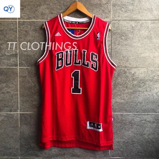 (QY) Camisa De Basquete Da NBA Singlet Derrick Rose 1 Chicago Bulls Vermelho Homens Mulheres Baju Lelaki NFL