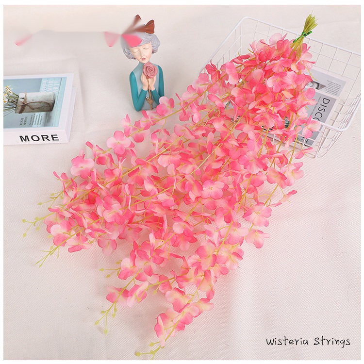 Simulação Flor Glicínias Corda Hortênsia Decoração De Casamento Rattan