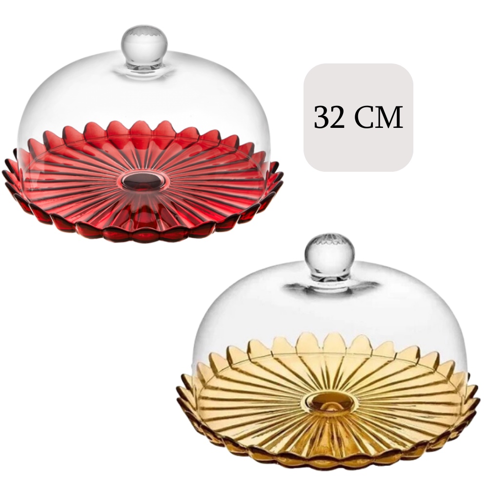 Boleira De Vidro Petalas Com Tampa Vitazza 32cm Cores