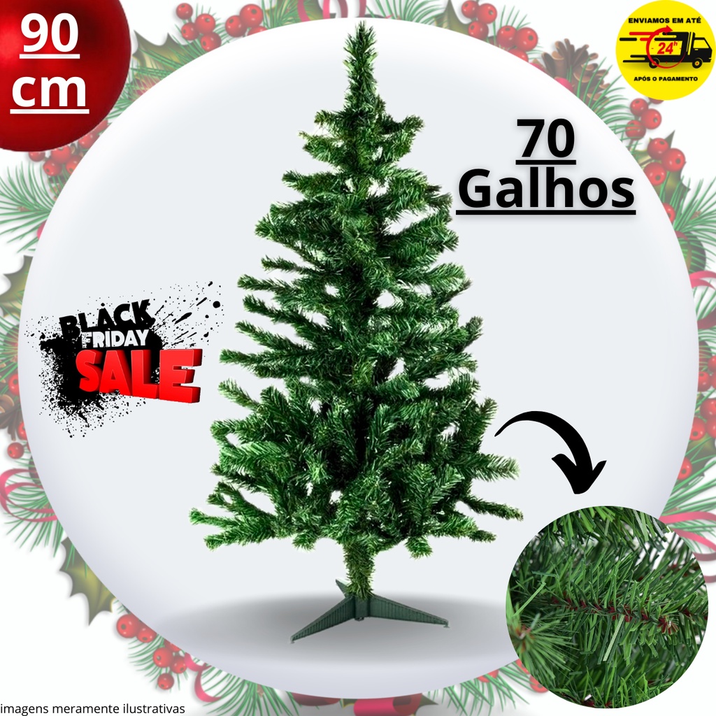 Árvore De Natal Verde Modelo Luxo Pinheiro 90 Cm 73 Galhos A0309N