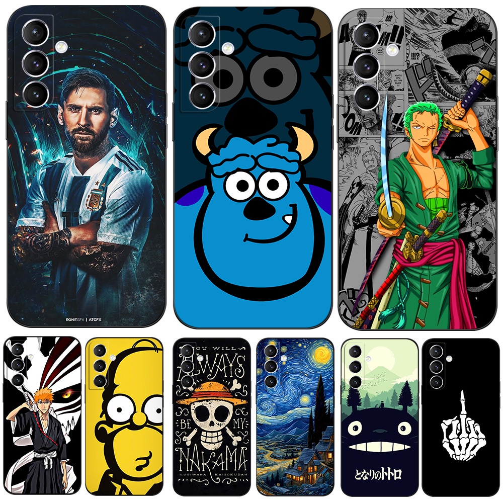 Para Samsung Galaxy M14 5G Capa Traseira Do Telefone Silicone Macio Protetor De Preto Tpu Case Crânio Leão Da Moda