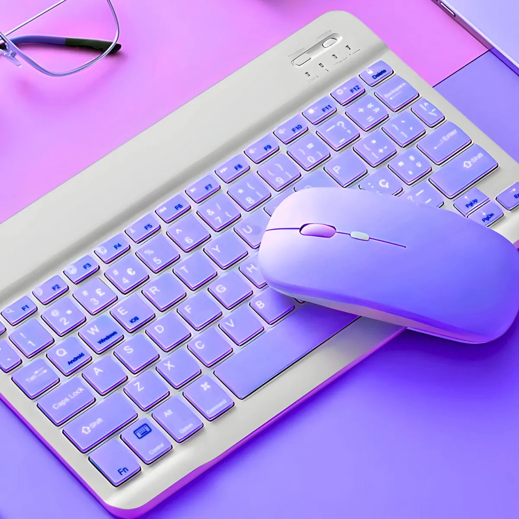 Teclado Sem Fio Bluetooth Recarregável Com Mouse - Roxo | Shopee Brasil